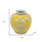 9" Yellow And White Chinoiserie Floral Porcelain Table Vase