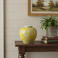 9" Yellow And White Chinoiserie Floral Porcelain Table Vase