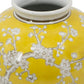 9" Yellow And White Chinoiserie Floral Porcelain Table Vase