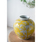 9" Yellow And White Floral Round Porcelain Table Vase