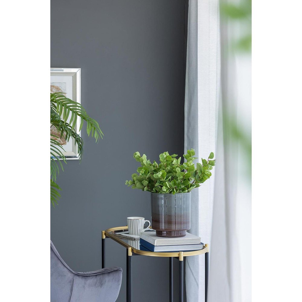 9" Gray And Brown Ombre Round Glass Table Vase