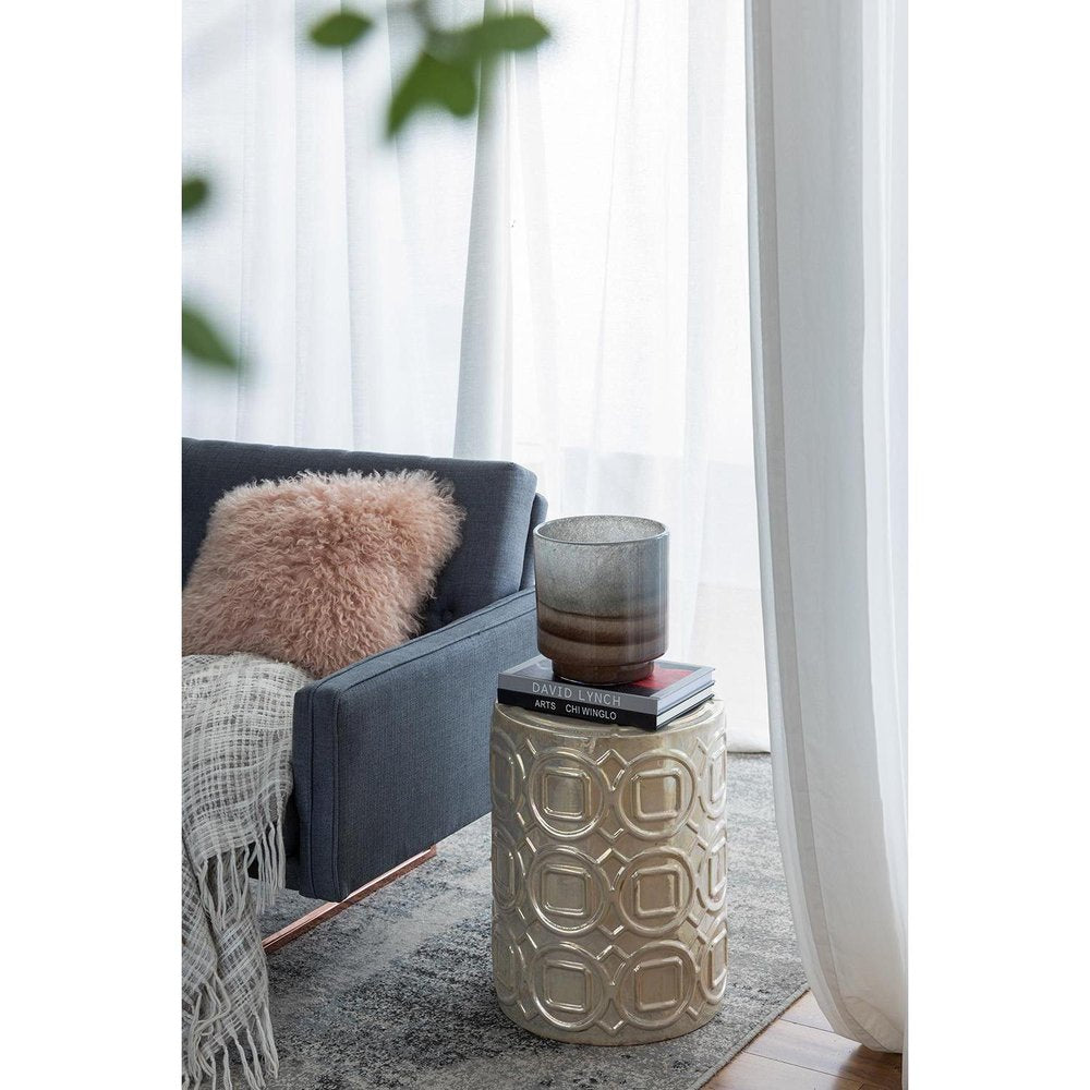 9" Gray And Brown Ombre Round Glass Table Vase