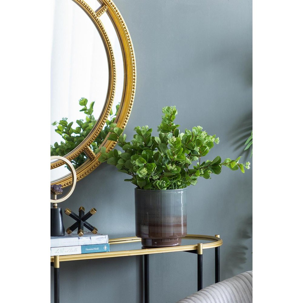 9" Gray And Brown Ombre Round Glass Table Vase