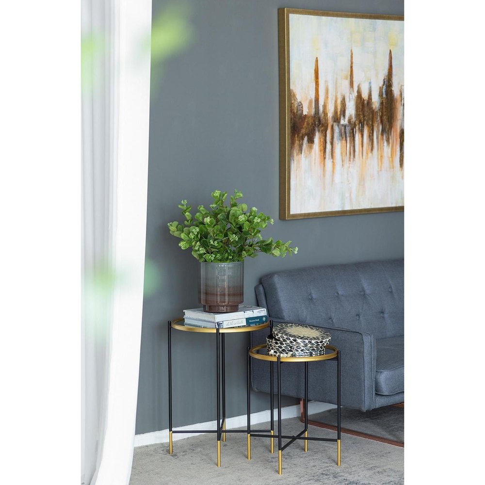 9" Gray And Brown Ombre Round Glass Table Vase