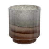 9" Gray And Brown Ombre Glass Round Table Vase
