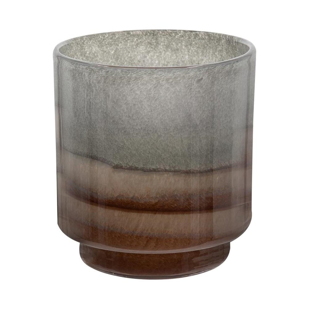 9" Gray And Brown Ombre Round Glass Table Vase