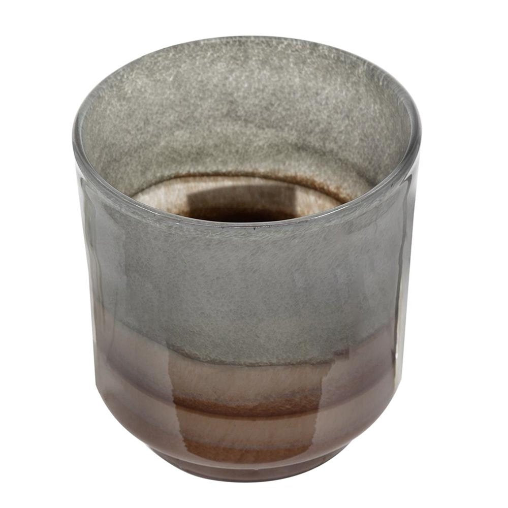 9" Gray And Brown Ombre Round Glass Table Vase
