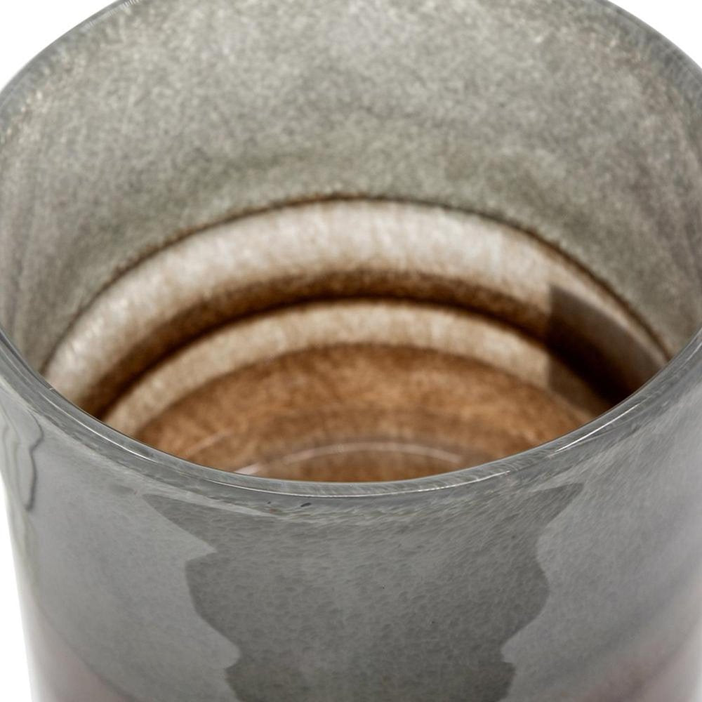 9" Gray And Brown Ombre Round Glass Table Vase