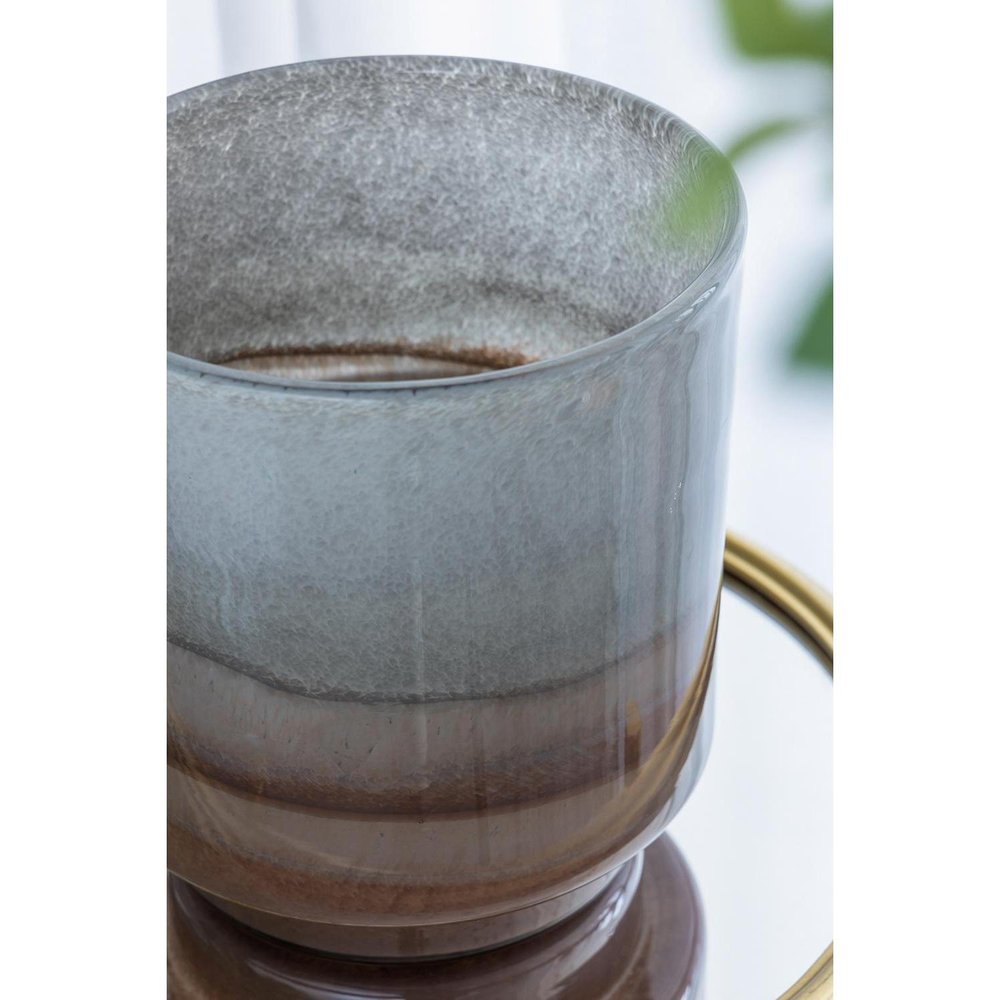 9" Gray And Brown Ombre Round Glass Table Vase