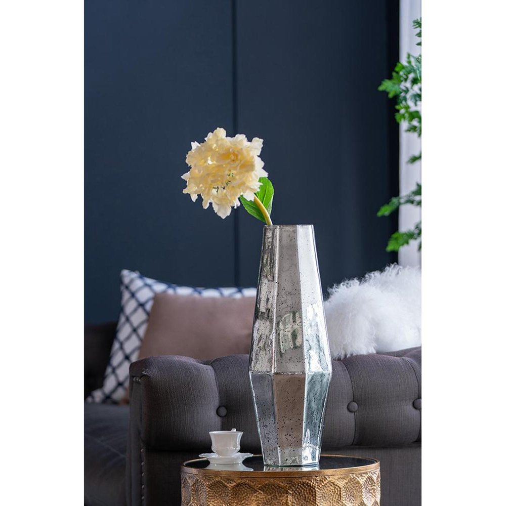 20" Silver Cylinder Glass Table Vase