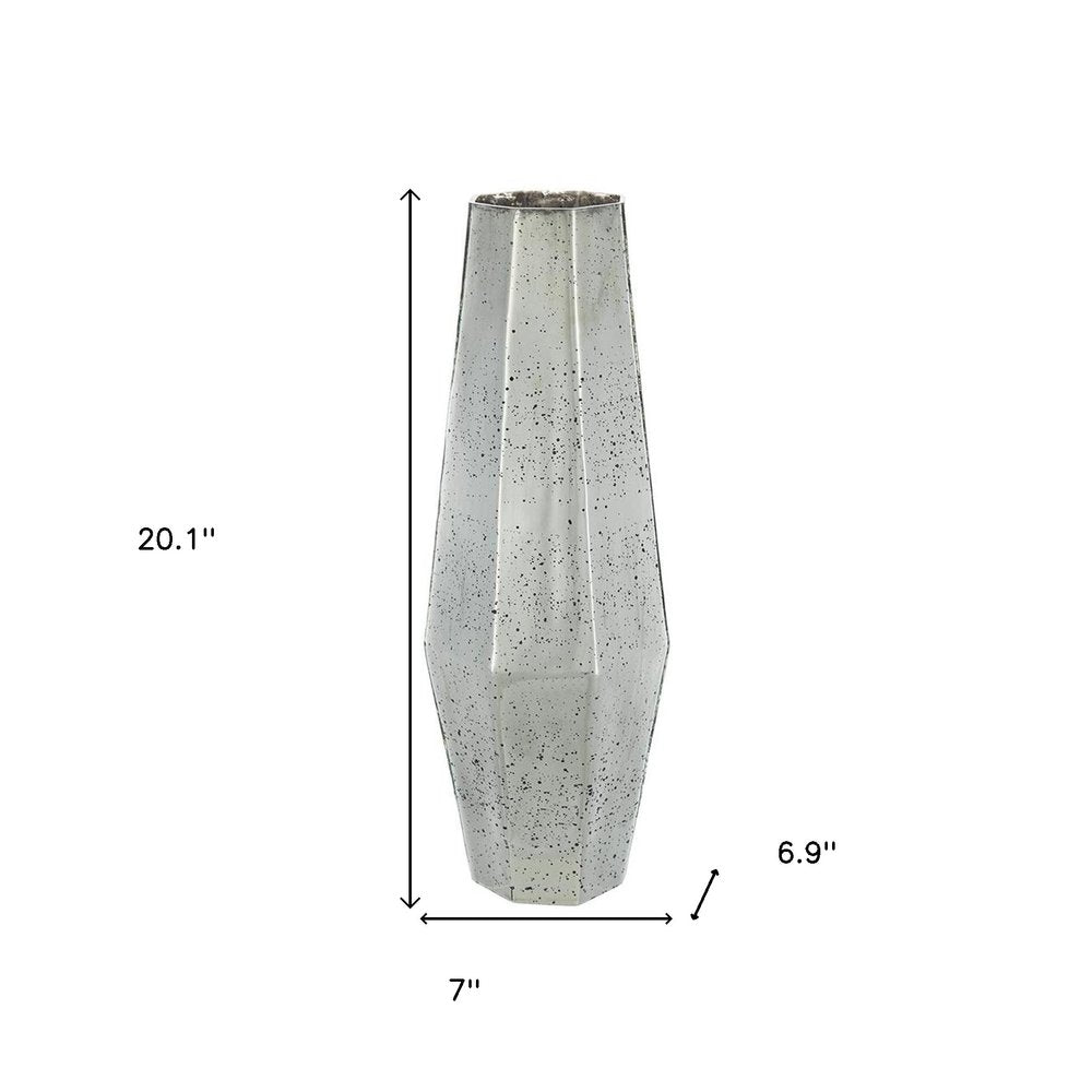 20" Silver Cylinder Glass Table Vase