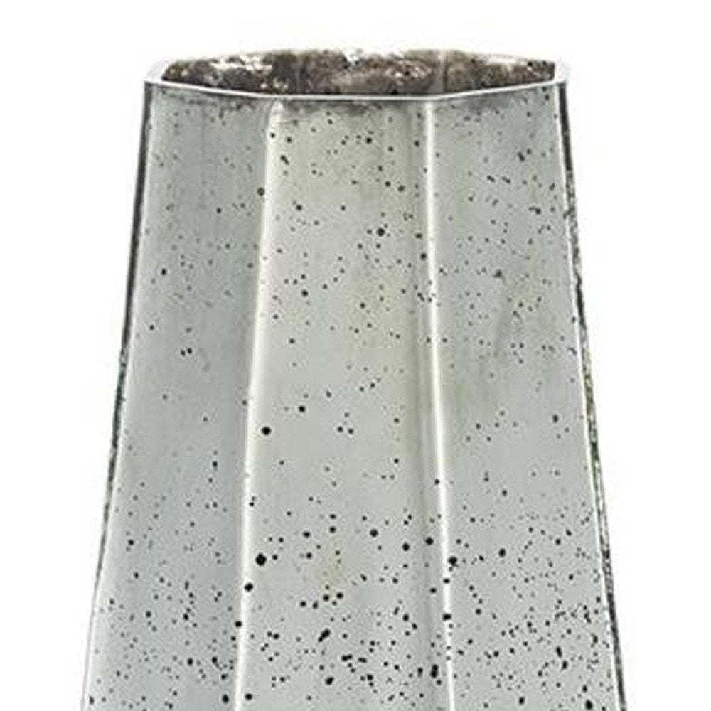 20" Silver Cylinder Glass Table Vase