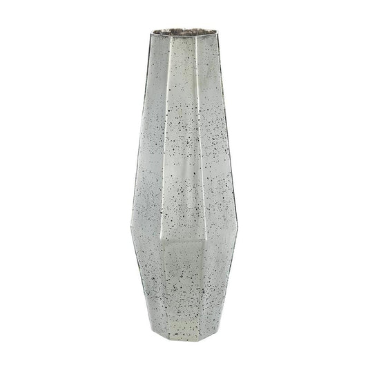 20" Antiqued Silver Glass Cylinder Table Vase
