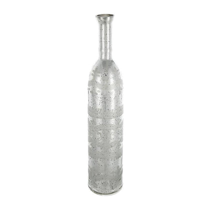 25" Silver Floral Bud Glass Table Vase