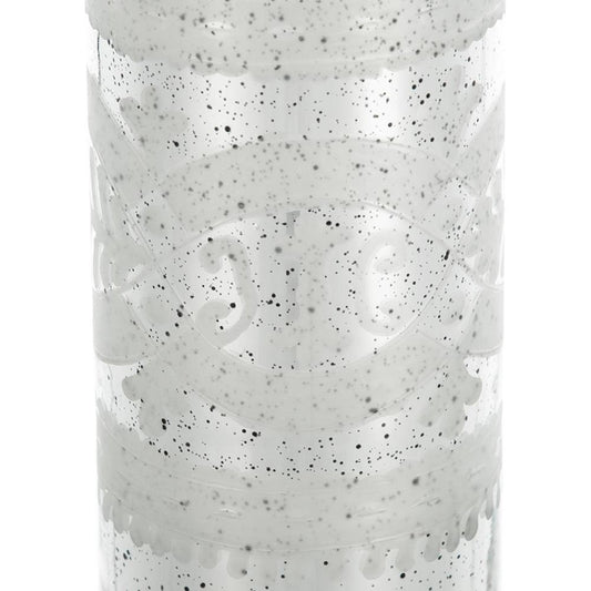 25" Antiqued Silver Floral Glass Bottle Table Vase