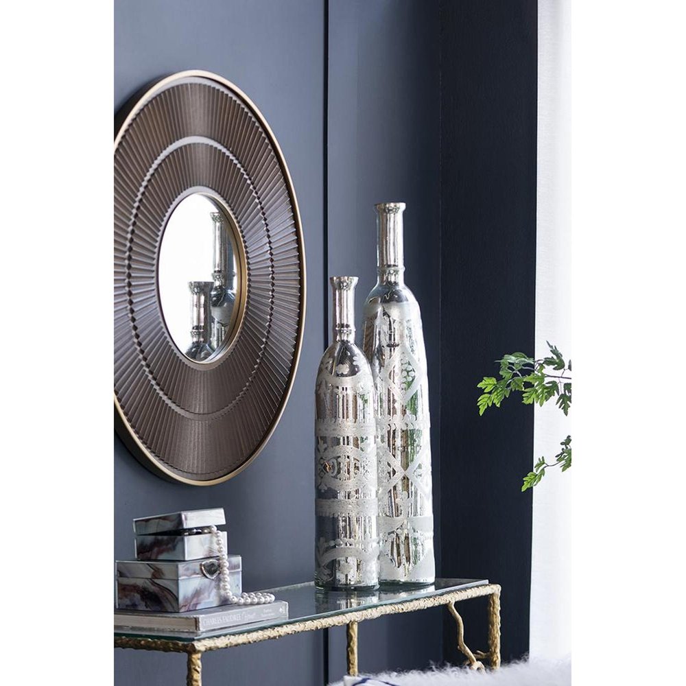 25" Silver Floral Bud Glass Table Vase