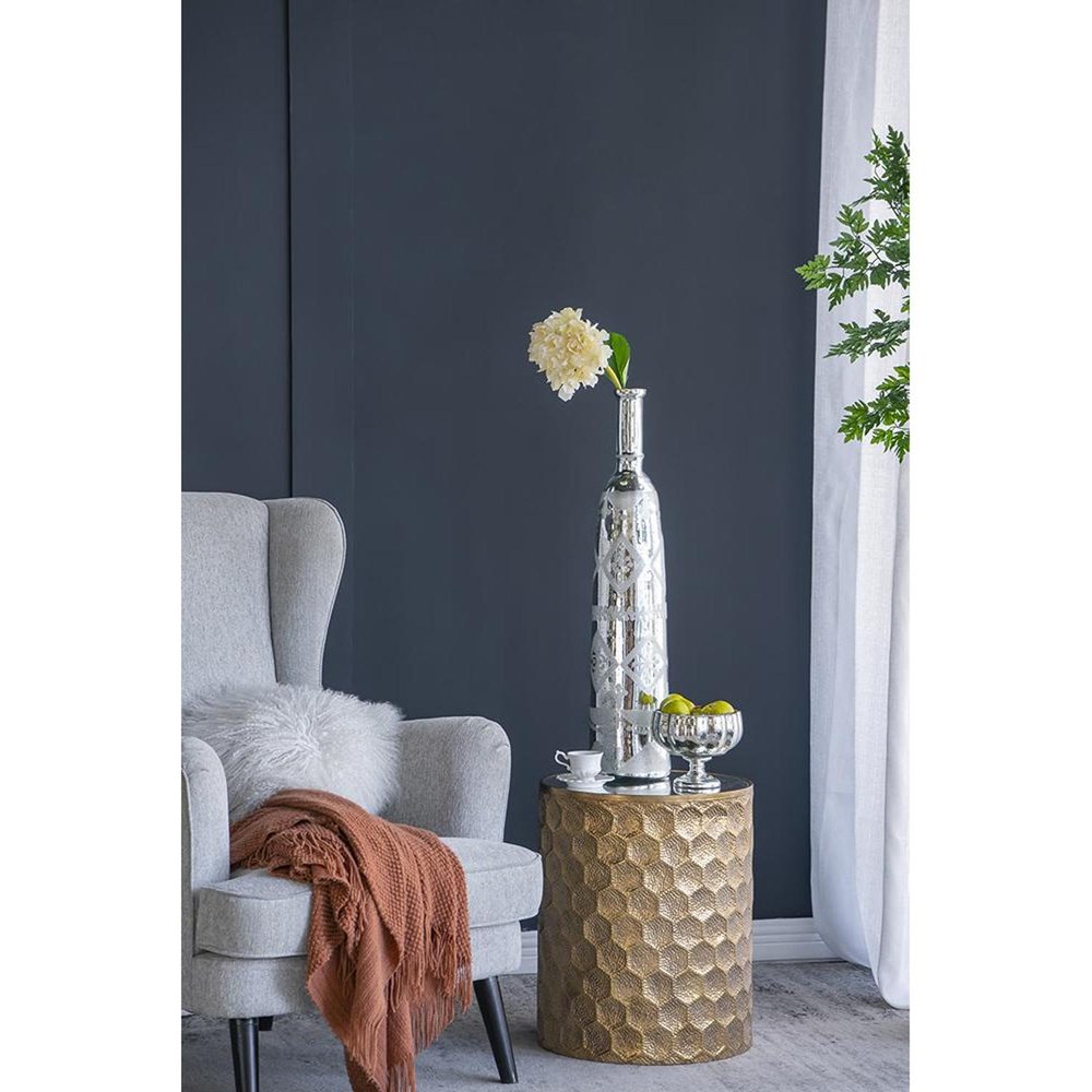 25" Silver Floral Bud Glass Table Vase