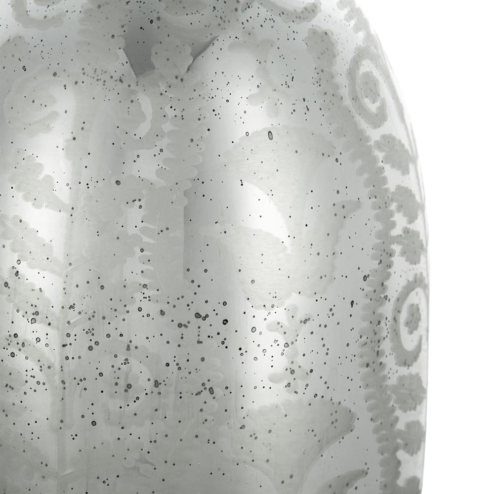 18" Silver Floral Round Glass Table Vase