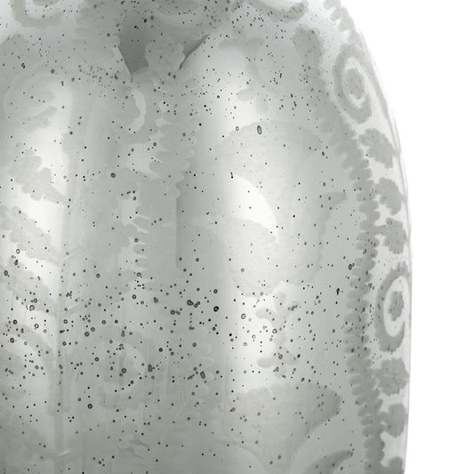 18" Silver Floral Round Glass Table Vase