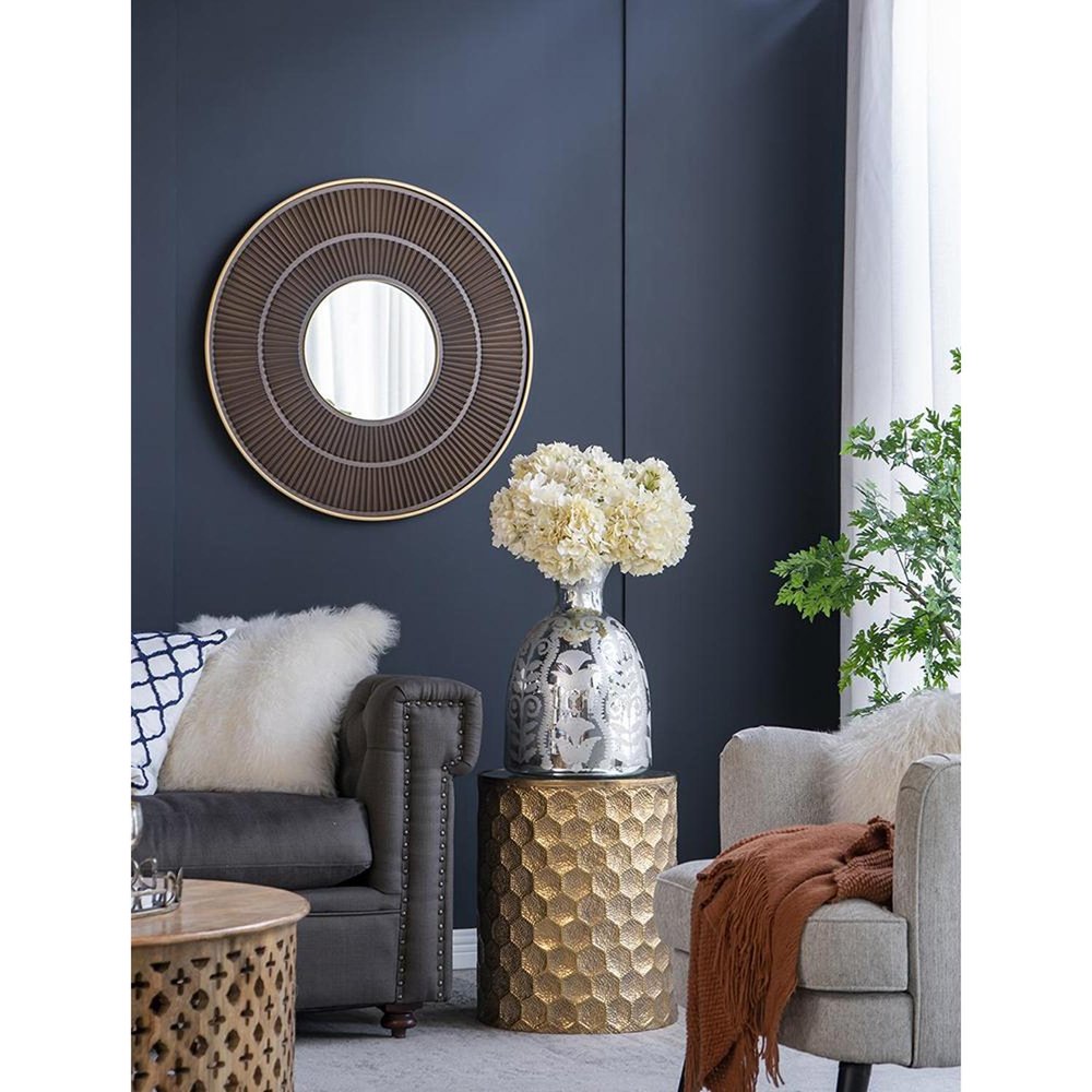 18" Silver Floral Round Glass Table Vase