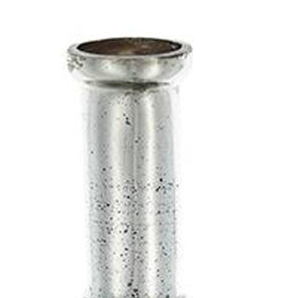 30" Silver Floral Round Glass Table Vase