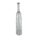 30" Antiqued Silver Floral Glass Bottle Table Vase