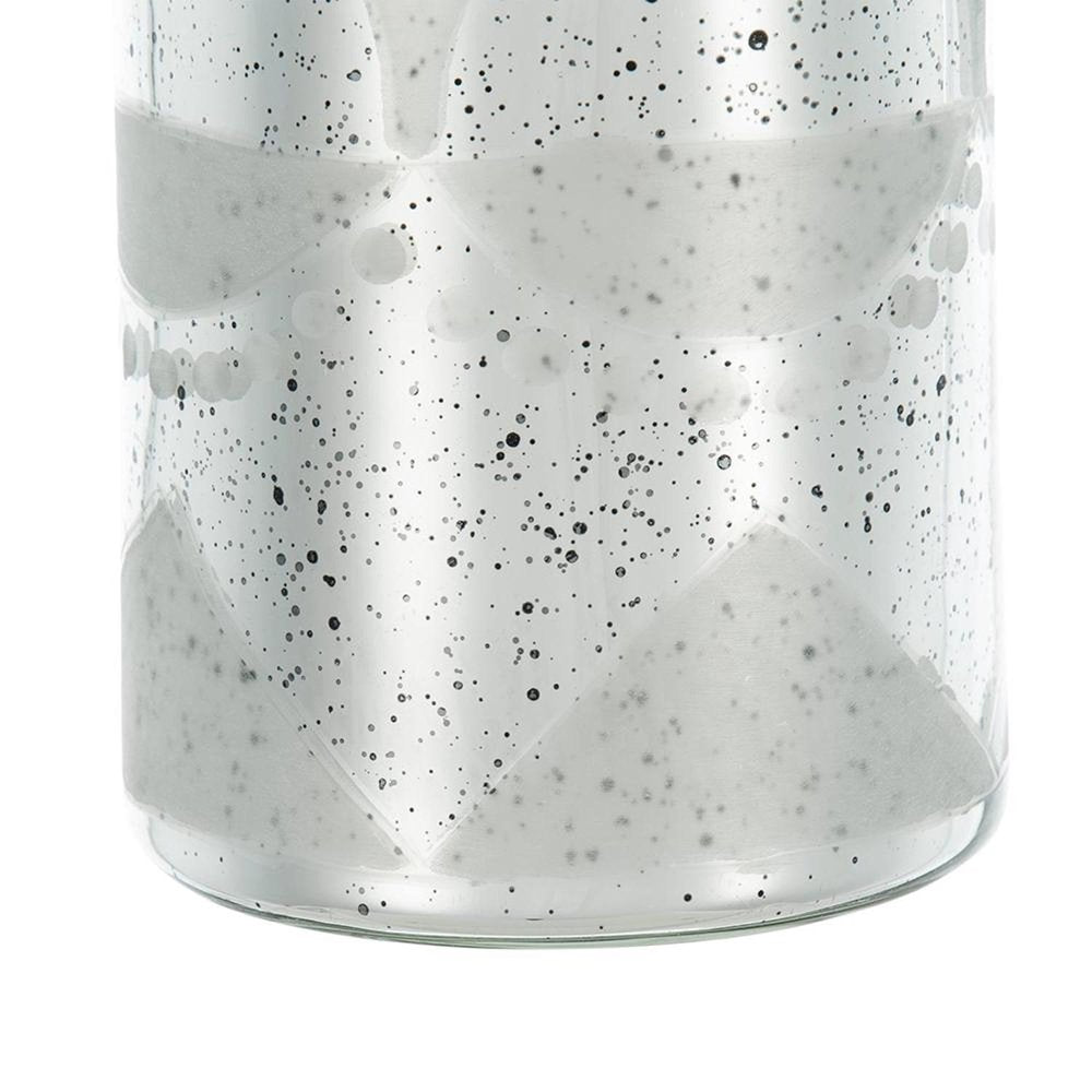 30" Silver Floral Round Glass Table Vase