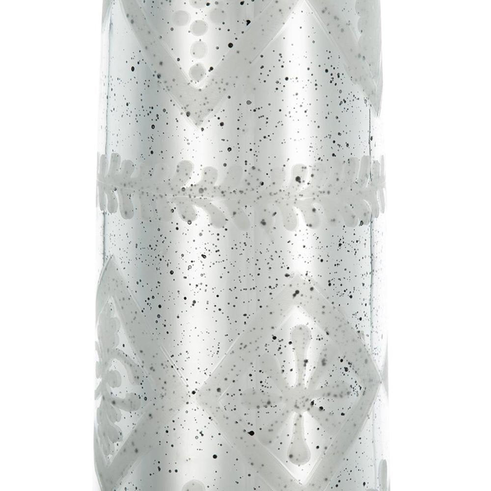 30" Silver Floral Round Glass Table Vase