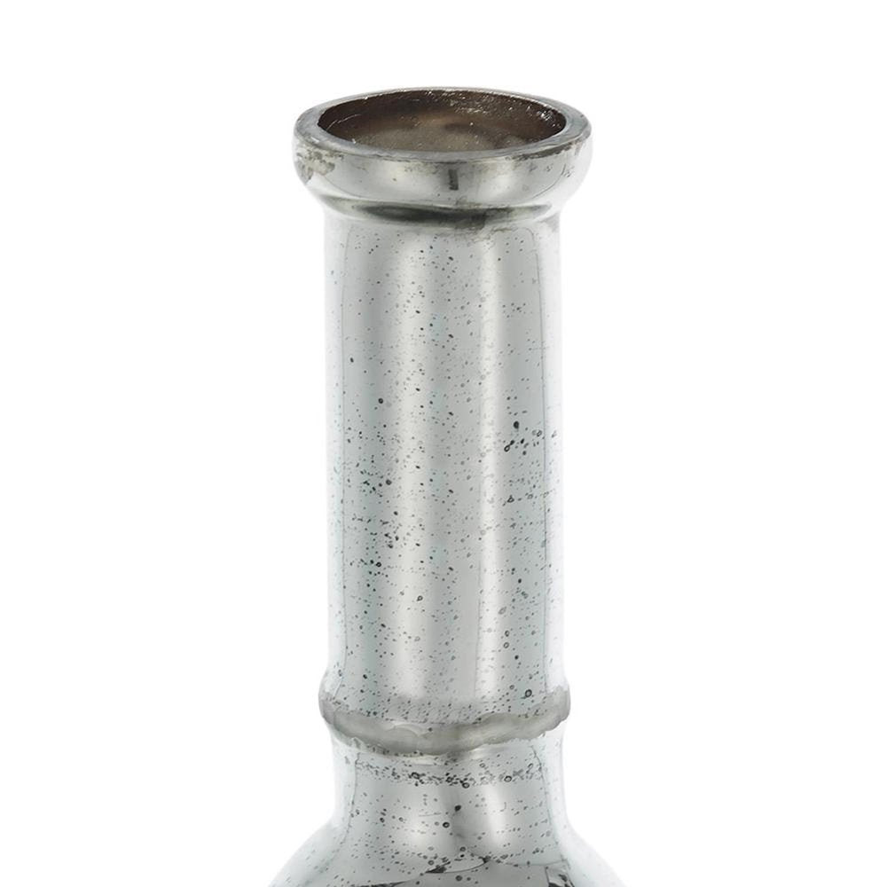 30" Silver Floral Round Glass Table Vase