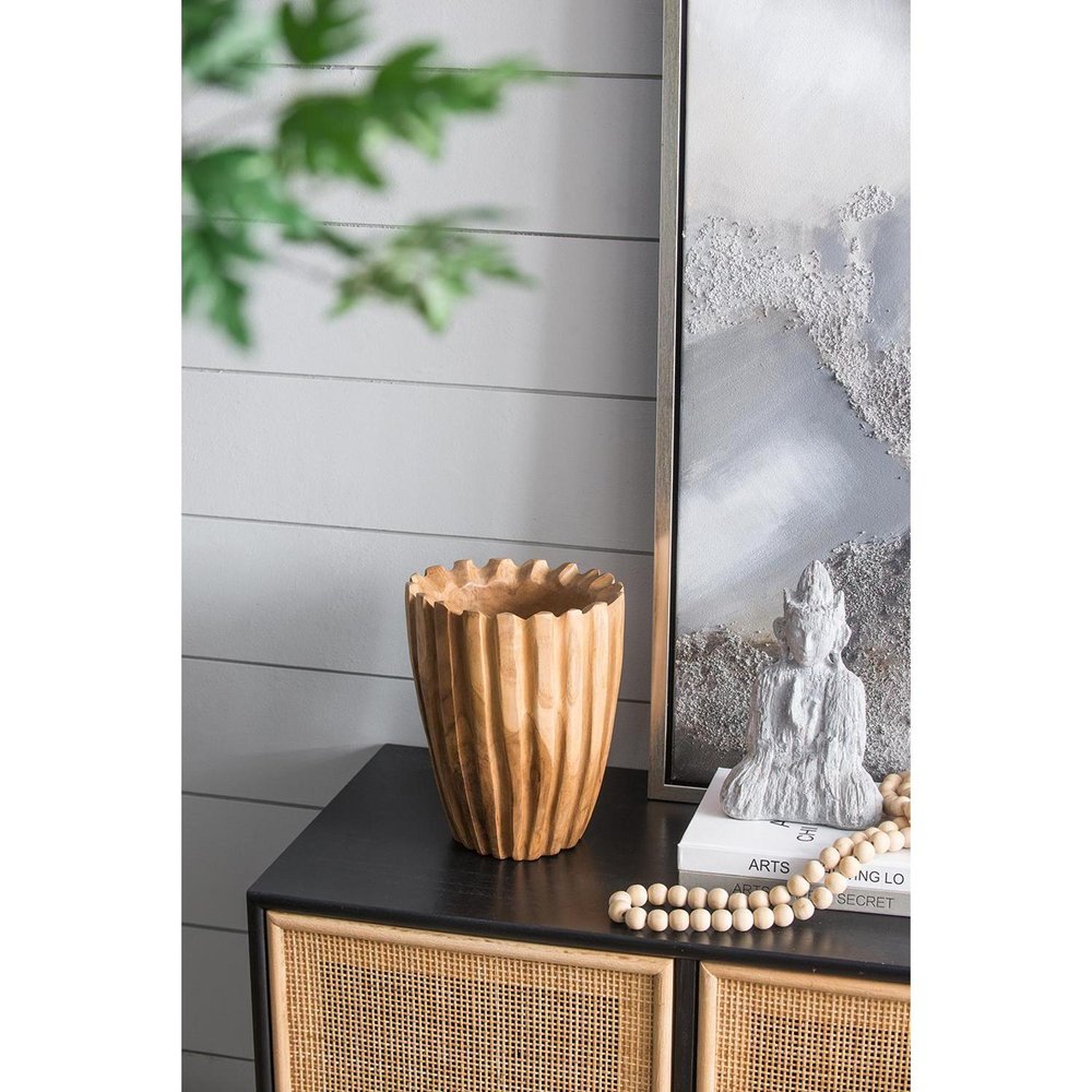 8" Natural Wavy Solid Wood Table Vase