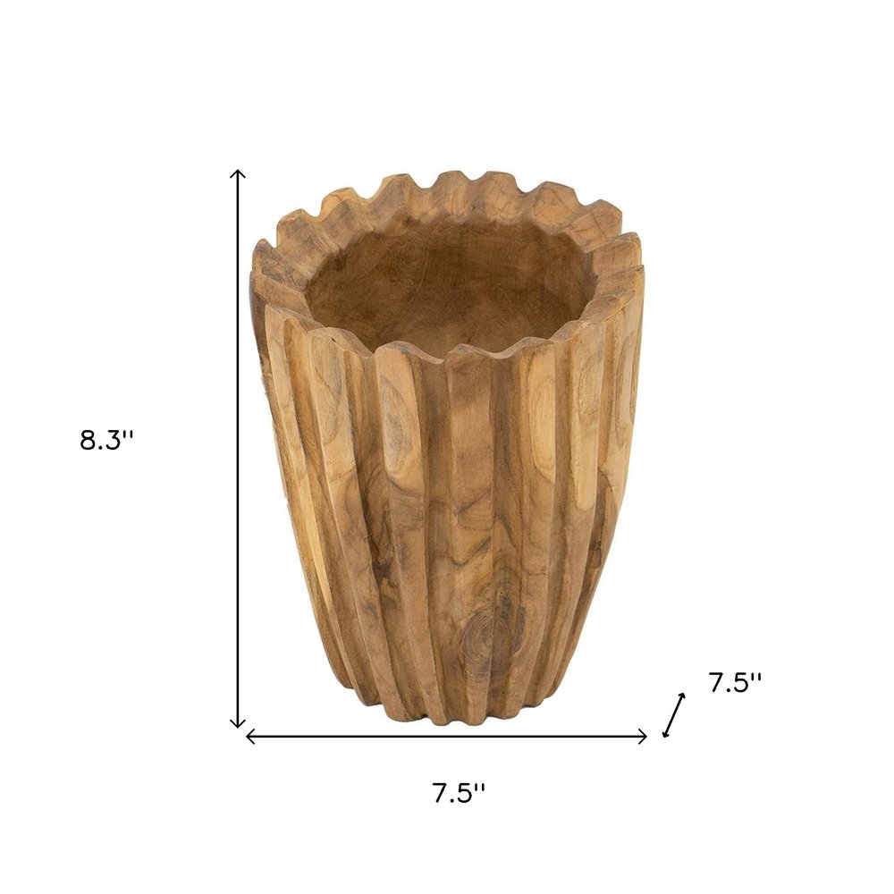 8" Natural Wavy Solid Wood Table Vase