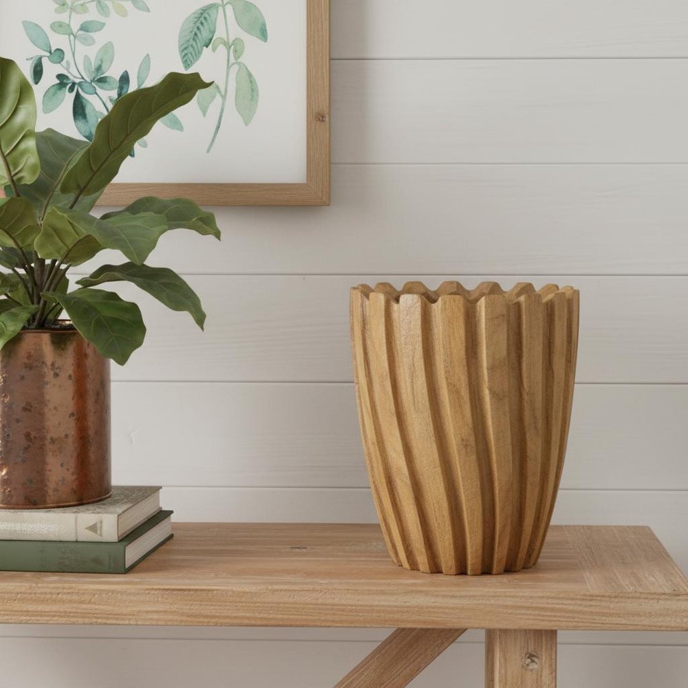 8" Natural Wavy Solid Wood Table Vase