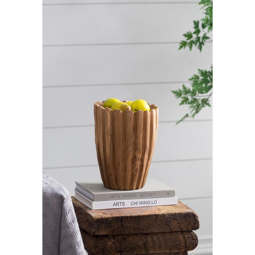 8" Natural Wavy Solid Wood Table Vase
