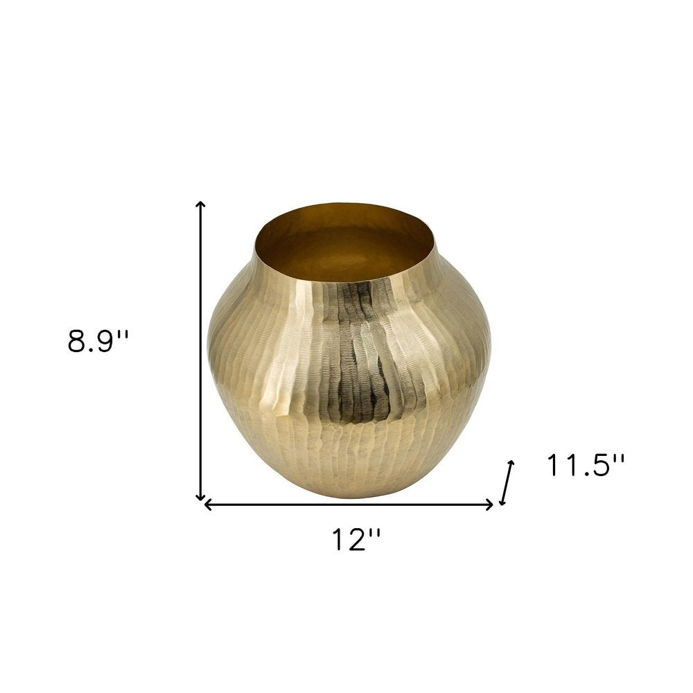 9" Gold Round Aluminum Table Vase