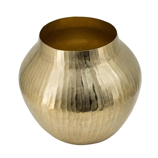 9" Gold Hammered Aluminum Round Table Vase