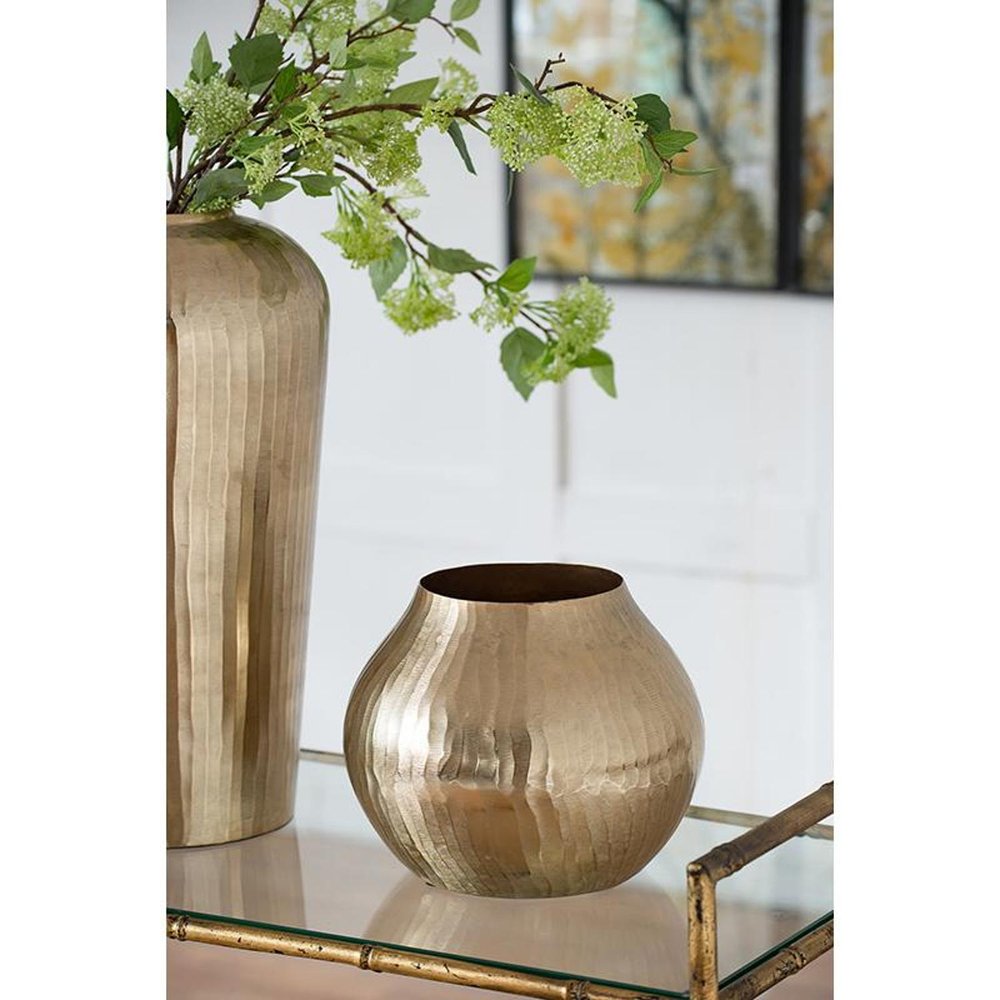 9" Gold Round Aluminum Table Vase