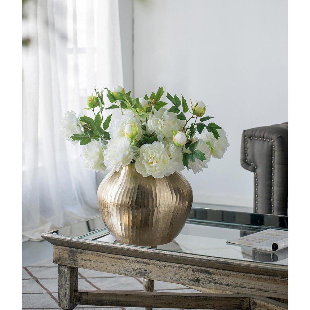 9" Gold Round Aluminum Table Vase