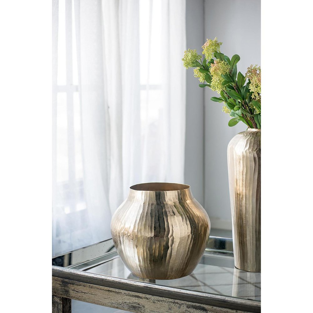 9" Gold Round Aluminum Table Vase