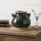 7" Dark Green And Sand Terracotta Round Jug Vase