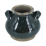 7" Dark Green And Sand Terracotta Round Jug Vase