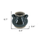 7" Dark Green And Sand Terracotta Round Jug Vase
