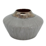 7" Bronze And Gray Ceramic Round Table Vase