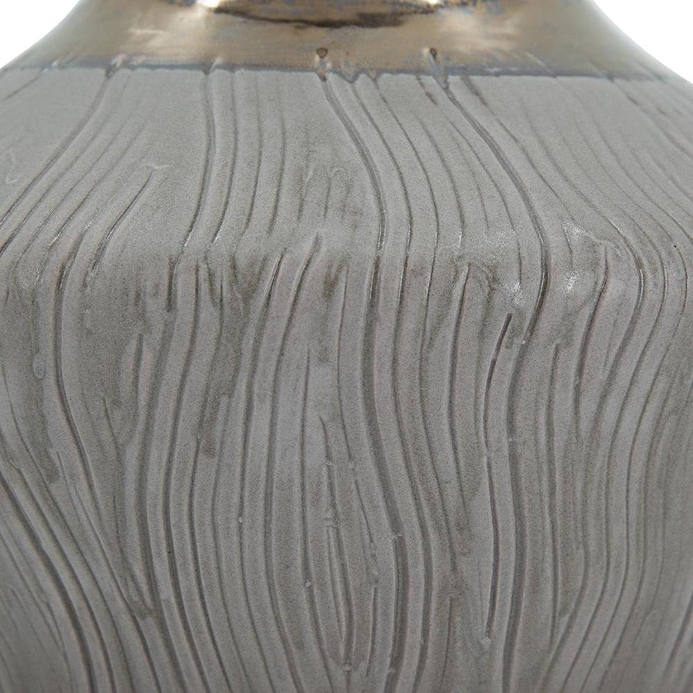 7" Brown Gold And Gray Round Ceramic Table Vase