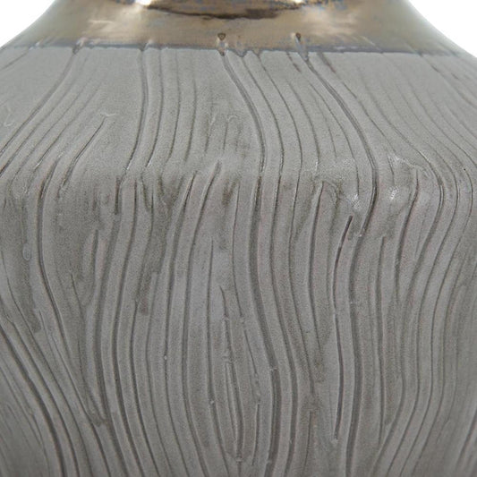 7" Brown Gold And Gray Round Ceramic Table Vase