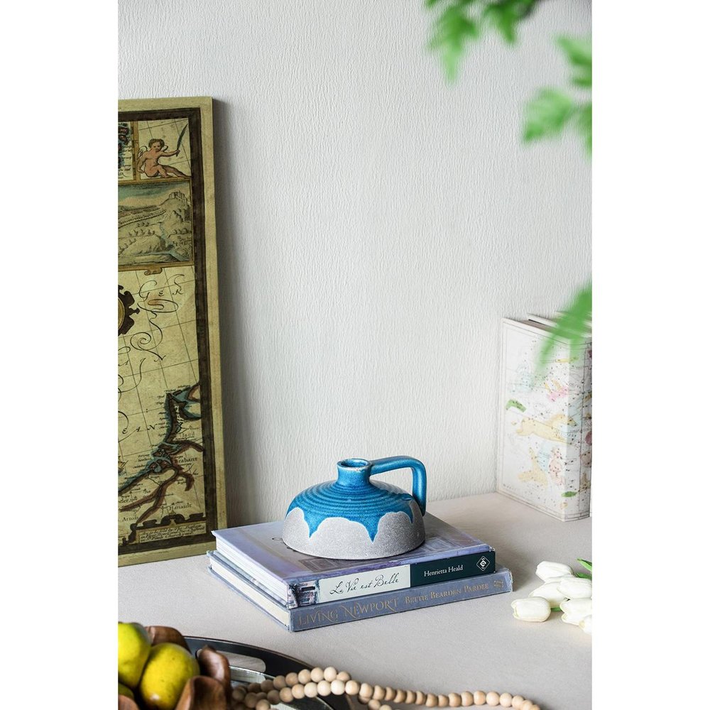 4" Blue and Gray Bud Ceramic Jug Vase With Does Not Apply