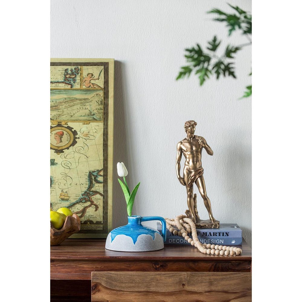 4" Blue and Gray Bud Ceramic Jug Vase With Does Not Apply