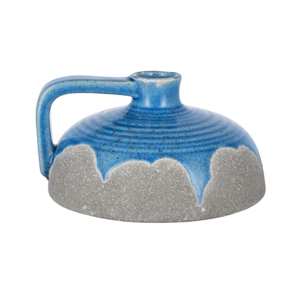 4" Blue and Gray Bud Ceramic Jug Vase With Does Not Apply