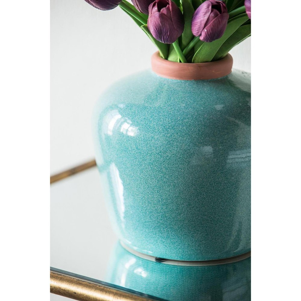 8" Brown Round Ceramic Table Vase