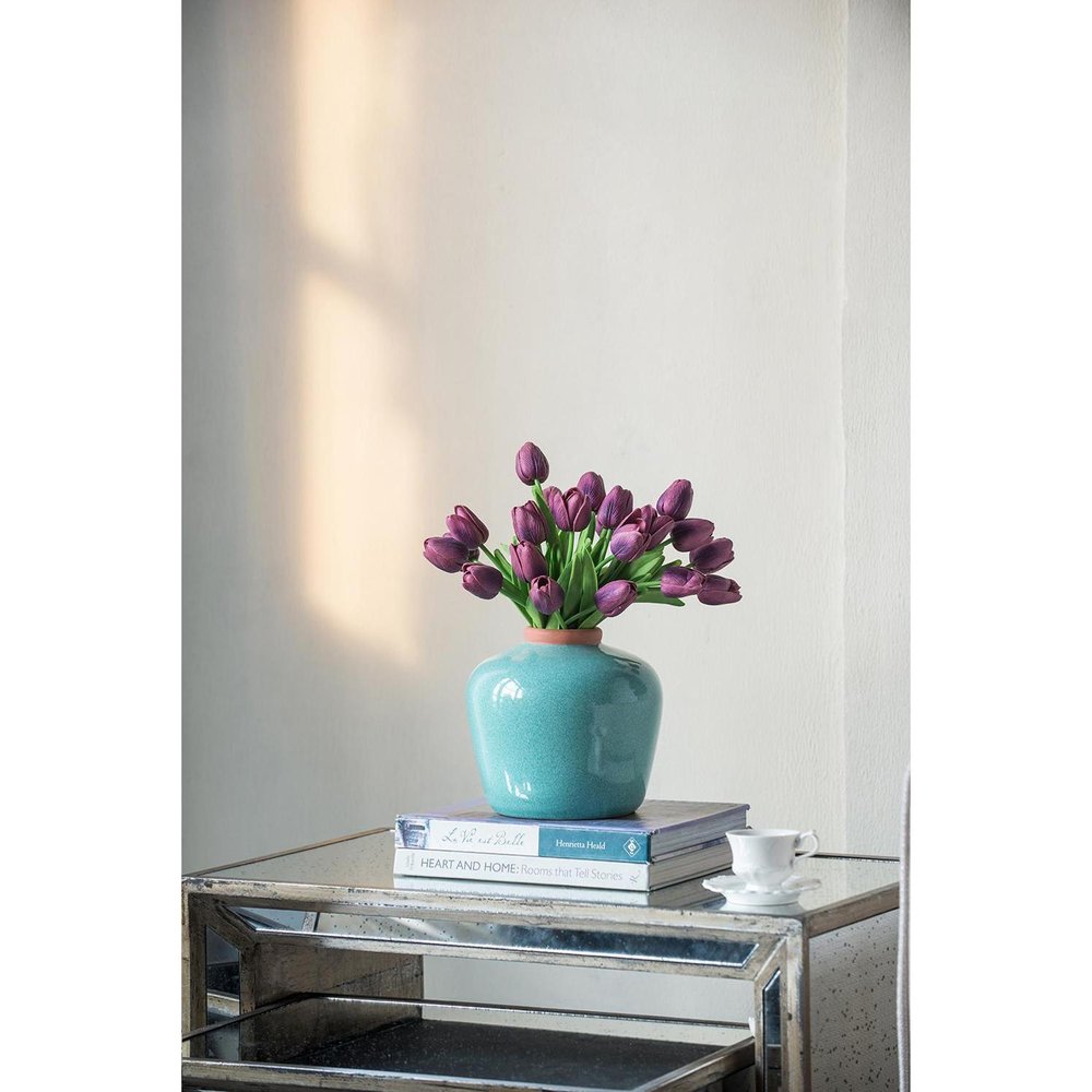 8" Brown Round Ceramic Table Vase