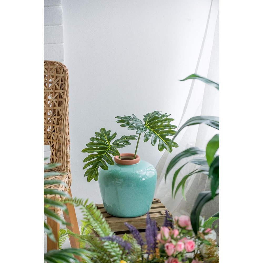 8" Brown Round Ceramic Table Vase